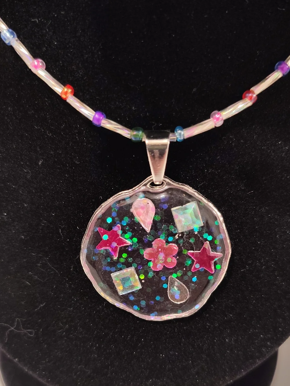 Handmade Resin Necklace And Matching Earrings Set - Picture 4 of 5